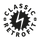 a black logo with a spark device with text arranged around it