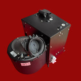 Black blower evaporator device on a red surface 