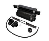 911 air con blower, shown with several black fittings, a long black strip, a small white T-piece, and a curved black hose on a plain white background.