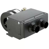Black mechanical component with multiple ports on a white background