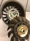a Porsche fan housing and fan with an upgraded high power alternator 