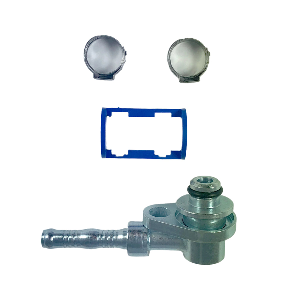 Air conditioning pad fitting components shown agains a white background 